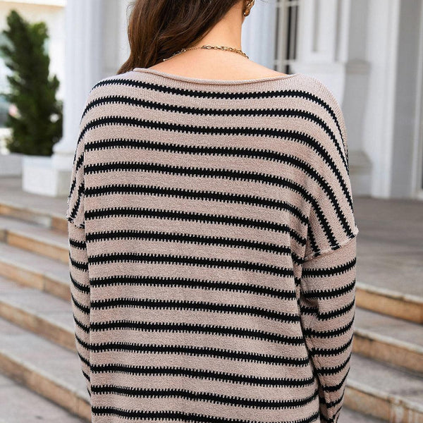 Round Neck Dropped Shoulder Knit Top - Crazy Like a Daisy Boutique #