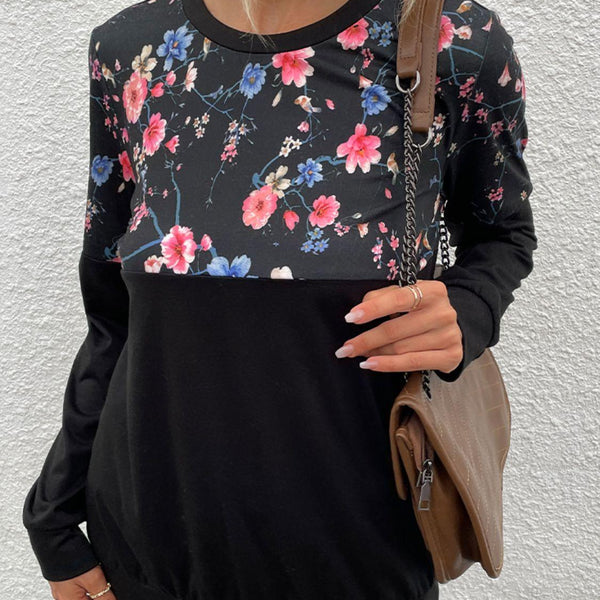 Floral Print Round Neck Dropped Shoulder Tee - Crazy Like a Daisy Boutique #