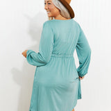 Scoop Neck Empire Waist Long Sleeve Mini Dress - Crazy Like a Daisy Boutique #