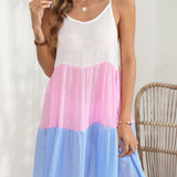 Color Block Spaghetti Strap Cover-Up Dress - Crazy Like a Daisy Boutique #