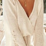 Tied Surplice Long Sleeve Cover Up - Crazy Like a Daisy Boutique #