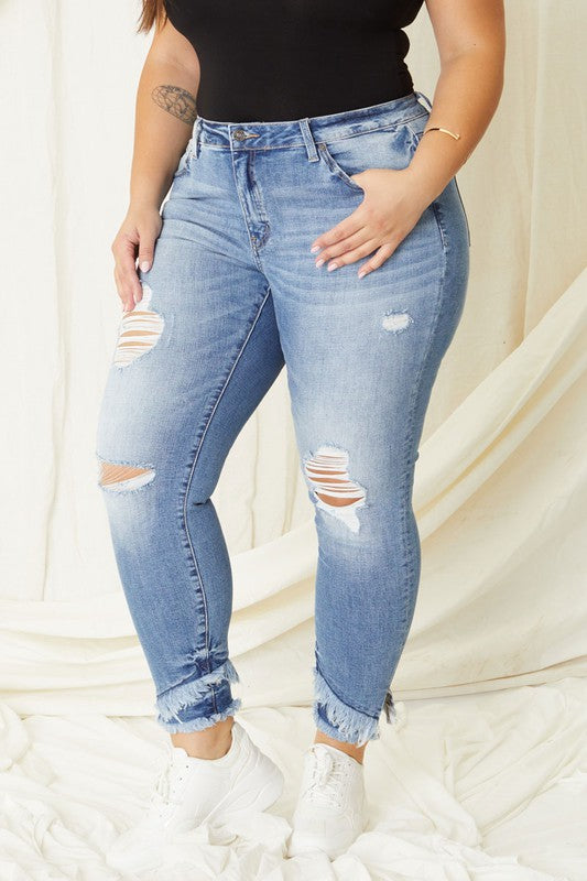 Plus Mid Rise Ankle Skinny Jeans - Crazy Like a Daisy Boutique