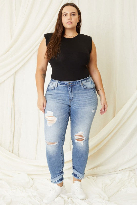 Plus Mid Rise Ankle Skinny Jeans - Crazy Like a Daisy Boutique