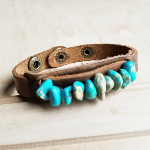 Dusty Narrow Cuff with Turquoise Regalite Stones - Crazy Like a Daisy Boutique