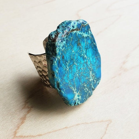 Blue Regalite Chunky Ring - Crazy Like a Daisy Boutique