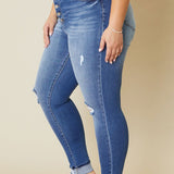 Plus High Rise Button Fly Ankle Skinny - Crazy Like a Daisy Boutique
