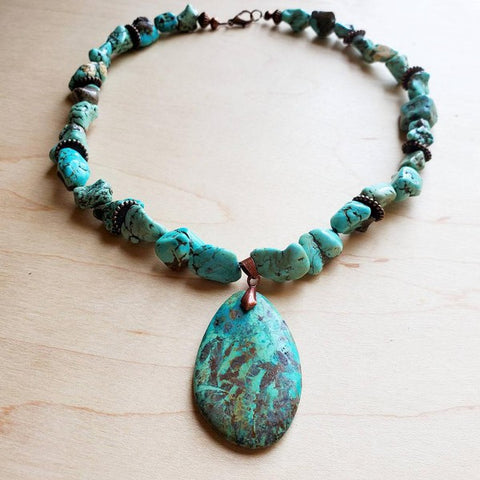 Chunky Turquoise Necklace Teardrop Pendant - Crazy Like a Daisy Boutique