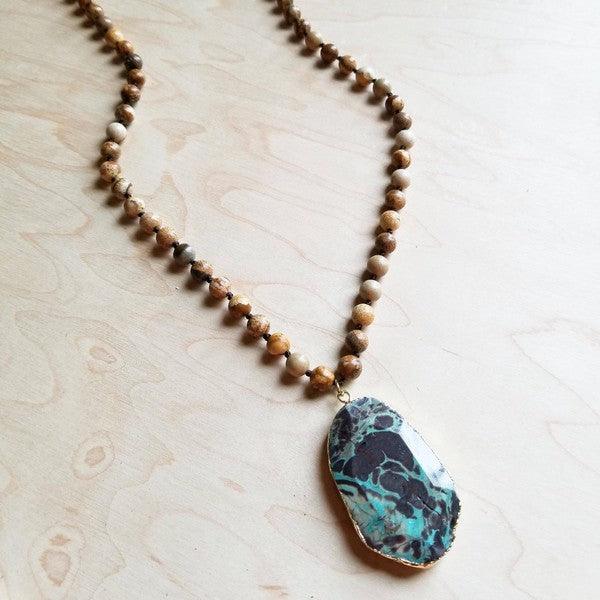 JASPER Necklace with Ocean Agate Pendant - Crazy Like a Daisy Boutique #