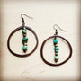 Copper Hoop Earrings w/ Natural Turquoise and Wood - Crazy Like a Daisy Boutique #