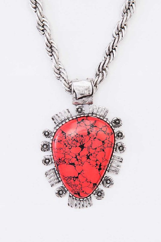 Oversize Stone Pendant Necklace Set - Crazy Like a Daisy Boutique #