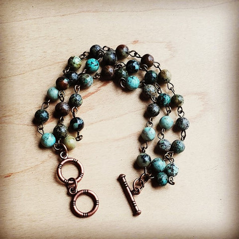 African Turquoise Triple Strand Bracelet - Crazy Like a Daisy Boutique