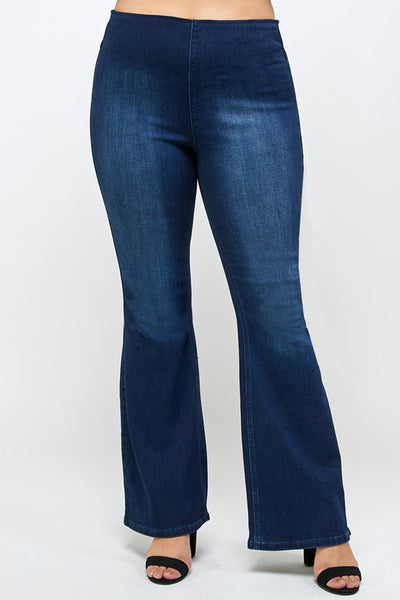 PLUS SIZE MID-RISE BANDED WIDER FLARE JEANS - Crazy Like a Daisy Boutique #
