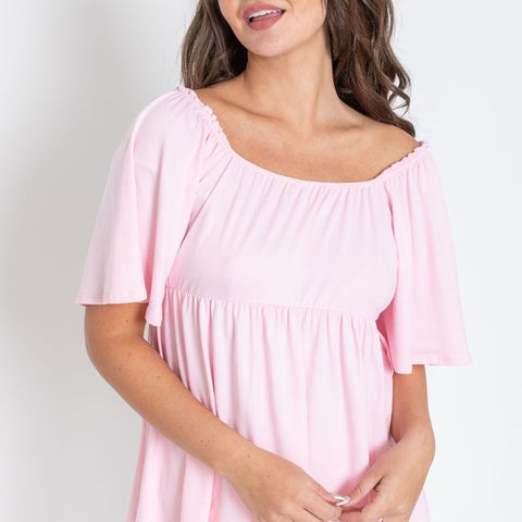 Solid Square Neck Babydoll Tunic - Crazy Like a Daisy Boutique