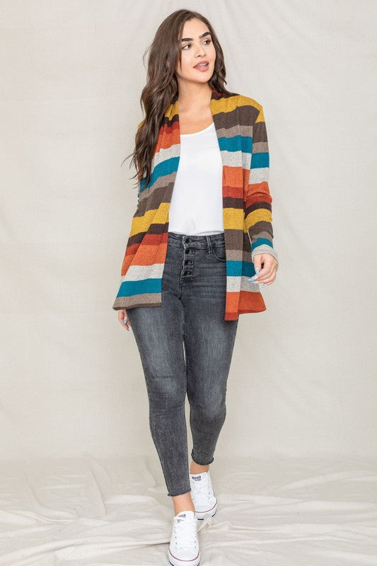 Stripe Elbow Patch Cardigan - Crazy Like a Daisy Boutique #