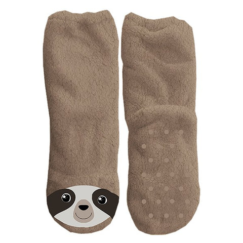 Sloth Time - Women's Cozy Sherpa Slipper Socks - Crazy Like a Daisy Boutique