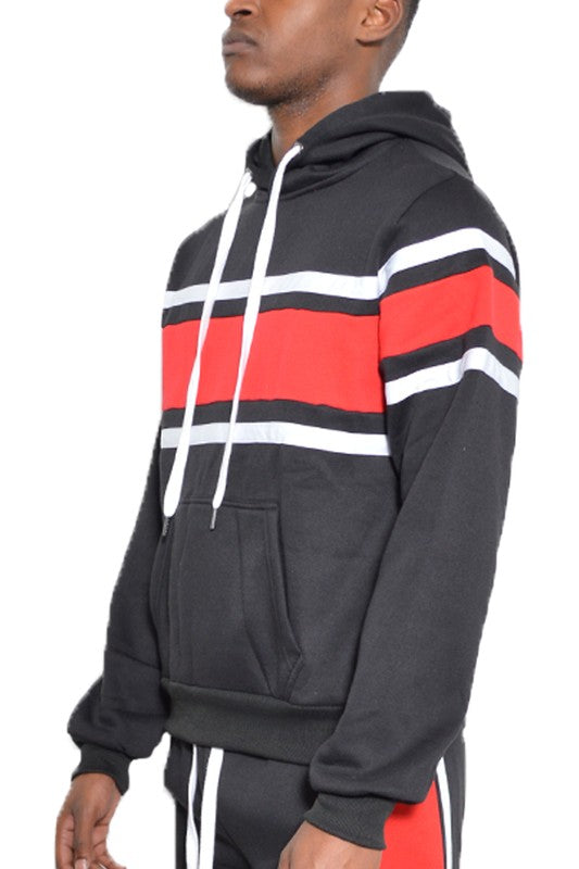 SOLID WITH THREE STRIPE PULLOVER HOODIE - Crazy Like a Daisy Boutique