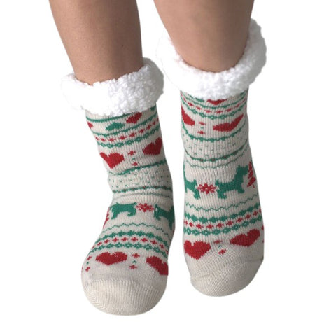 Winter Cheer - Women's House Cozy Slipper Socks - Crazy Like a Daisy Boutique