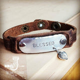Blessed Hand Stamped Leather Cuff - Crazy Like a Daisy Boutique #