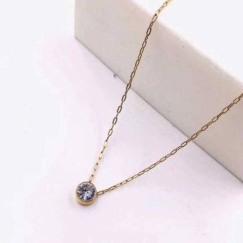 Stainless Steel Gold Solitaire Necklace - Crazy Like a Daisy Boutique