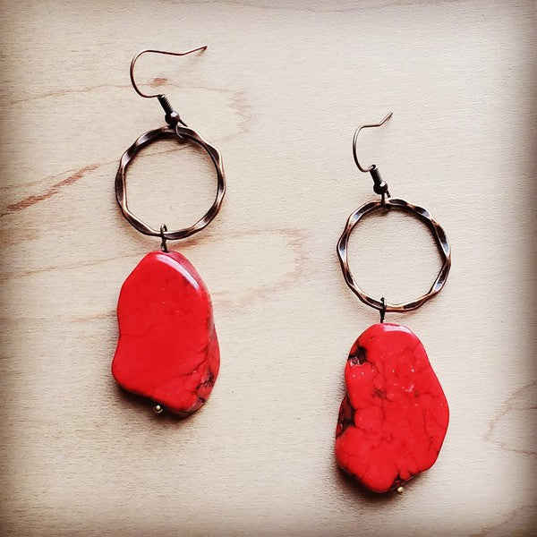 Red Turquoise Chunky Earrings - Crazy Like a Daisy Boutique #