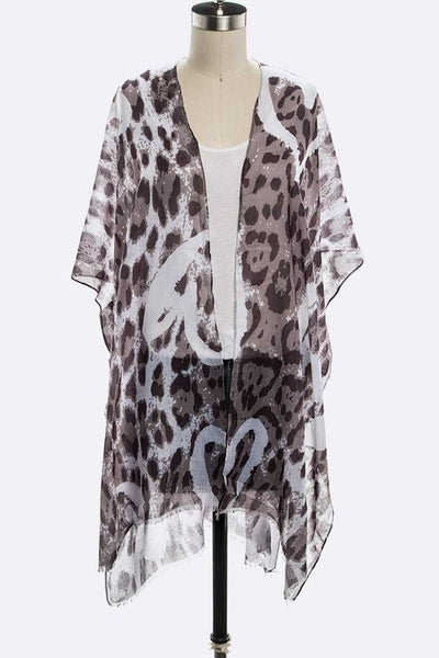 Snow Leopard Printed Kimono Cardigan - Crazy Like a Daisy Boutique #