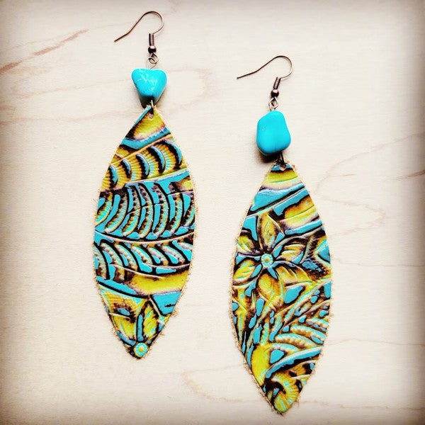 Oval Earrings in Dallas Turquoise w/ Turquoise - Crazy Like a Daisy Boutique #