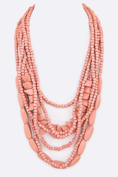 Mix Wooden Beads Statement Layer Necklace