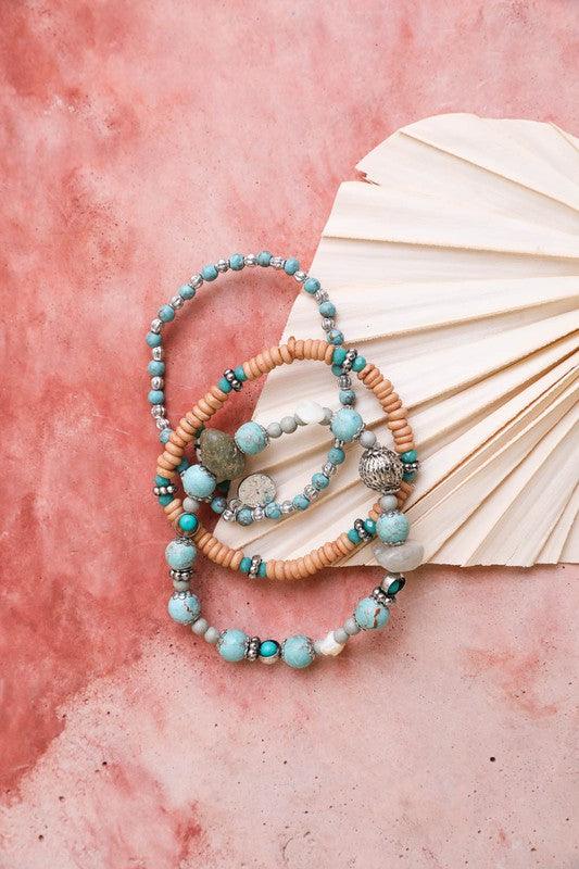 Turquoise Mixed Bead Stackable Bracelet - Crazy Like a Daisy Boutique
