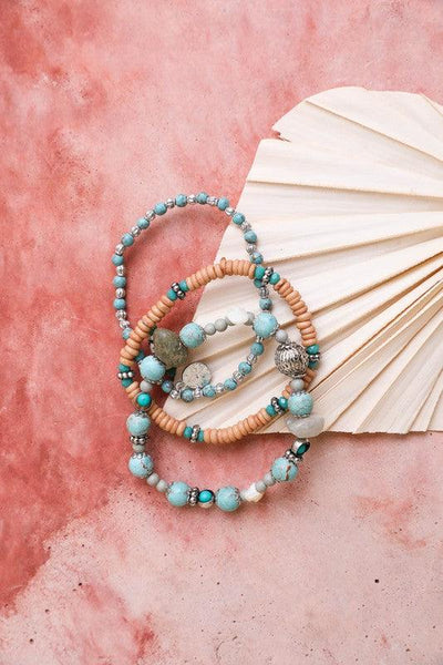 Turquoise Mixed Bead Stackable Bracelet - Crazy Like a Daisy Boutique #