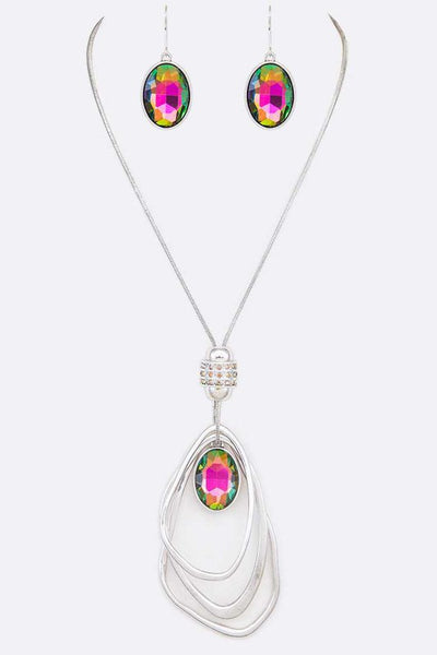 Crystal Drop & Hoops Necklace Set - Crazy Like a Daisy Boutique #