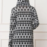 Plus Long Tribal Print Hooded Cardigan - Crazy Like a Daisy Boutique #