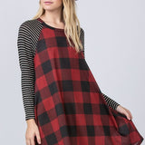 Stripe Sleeve A- Line Mini Dress - Crazy Like a Daisy Boutique #