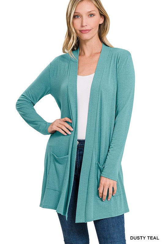 SLOUCHY POCKET OPEN CARDIGAN - Crazy Like a Daisy Boutique #