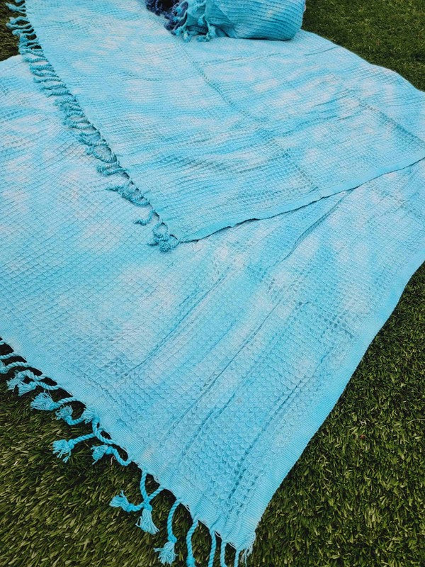WAFFLE LIGHTWEIGHT QUICK DRY Towel - Blue Tie Dye