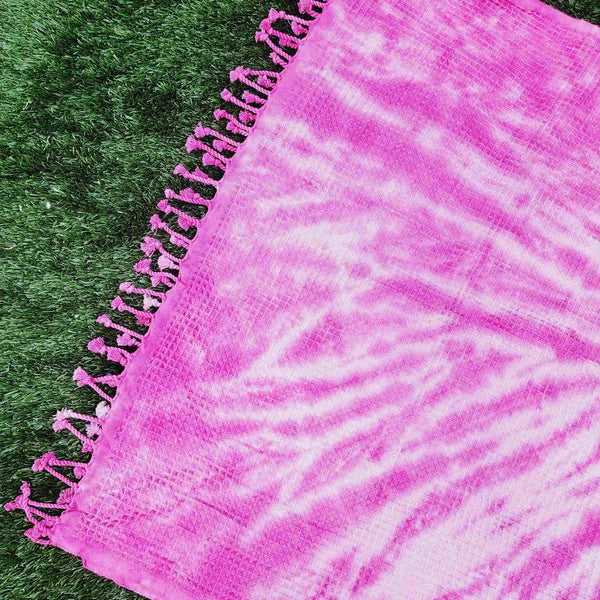 Waffle Towel,Throw Lightweight - Pink Tie Dye