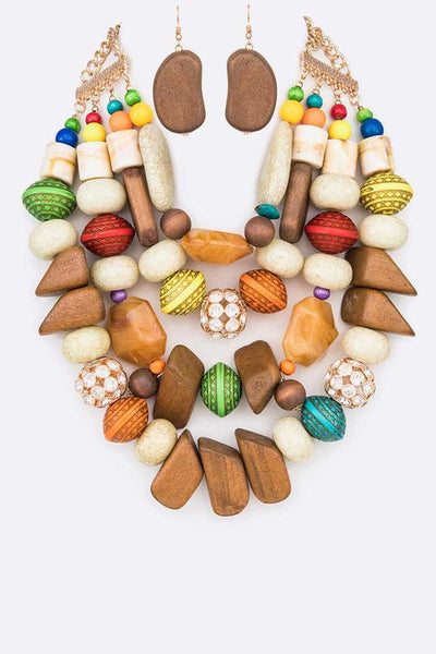 Mix Beads Statement Necklace Set - Crazy Like a Daisy Boutique #