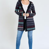 Plus Long Tribal Print Hooded Cardigan - Crazy Like a Daisy Boutique
