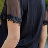 Mesh Flutter Sleeve Knit Jersey Top - Crazy Like a Daisy Boutique #