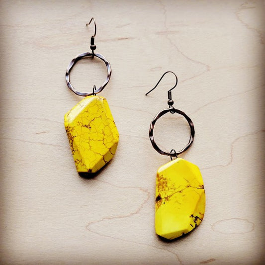 Yellow Turquoise Chunky Earrings - Crazy Like a Daisy Boutique #