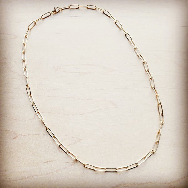 Matte Gold Chain Link Layering Necklace-24 inches