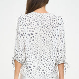 Made in USA Print Top with Self Tie Sleeves - Crazy Like a Daisy Boutique #