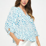 Print Top with Self Tie Sleeves - Crazy Like a Daisy Boutique #