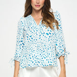Print Top with Self Tie Sleeves - Crazy Like a Daisy Boutique #