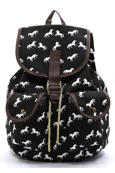 Horse Printed Canvas Backpack - Crazy Like a Daisy Boutique