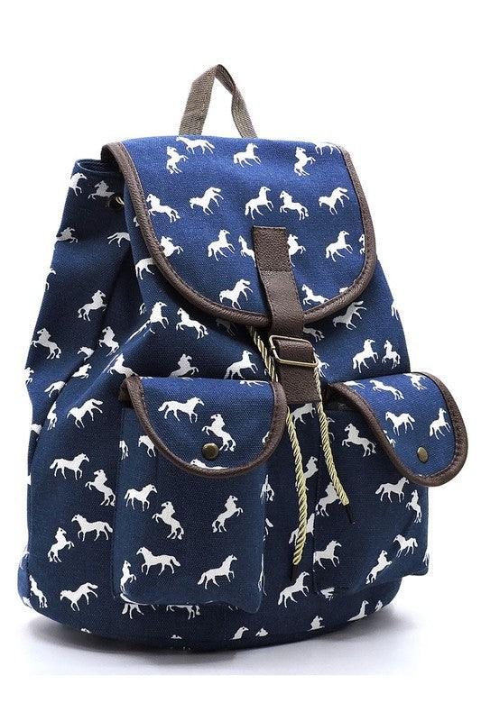 Horse Printed Canvas Backpack - Crazy Like a Daisy Boutique