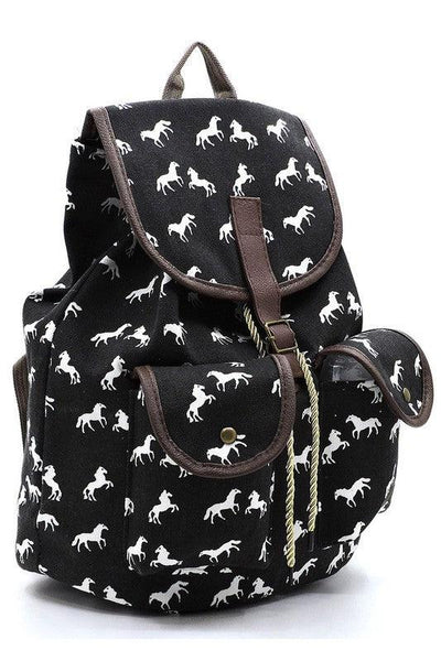 Horse Printed Canvas Backpack - Crazy Like a Daisy Boutique #