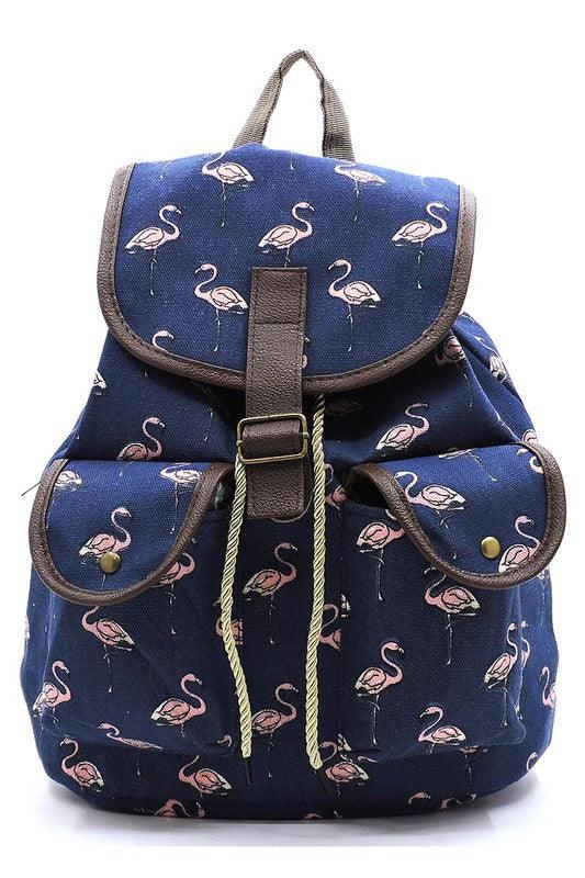 Flamingo Printed Canvas Backpack - Crazy Like a Daisy Boutique #