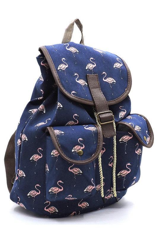 Flamingo Printed Canvas Backpack - Crazy Like a Daisy Boutique