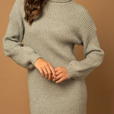 Turtle Neck Balloon Sleeve Sweater Dress - Crazy Like a Daisy Boutique