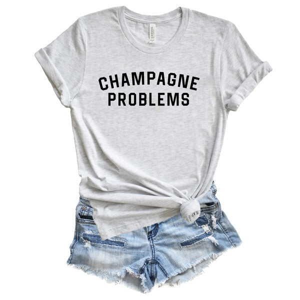 Champagne Problems Graphic Crew Neck Tee - Crazy Like a Daisy Boutique #
